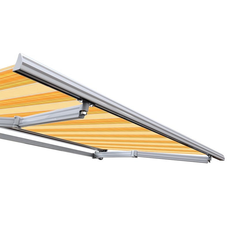 Store banne manuel Demi coffre 3,6 x 3 m pour terrasse - Jaune rayé - 6