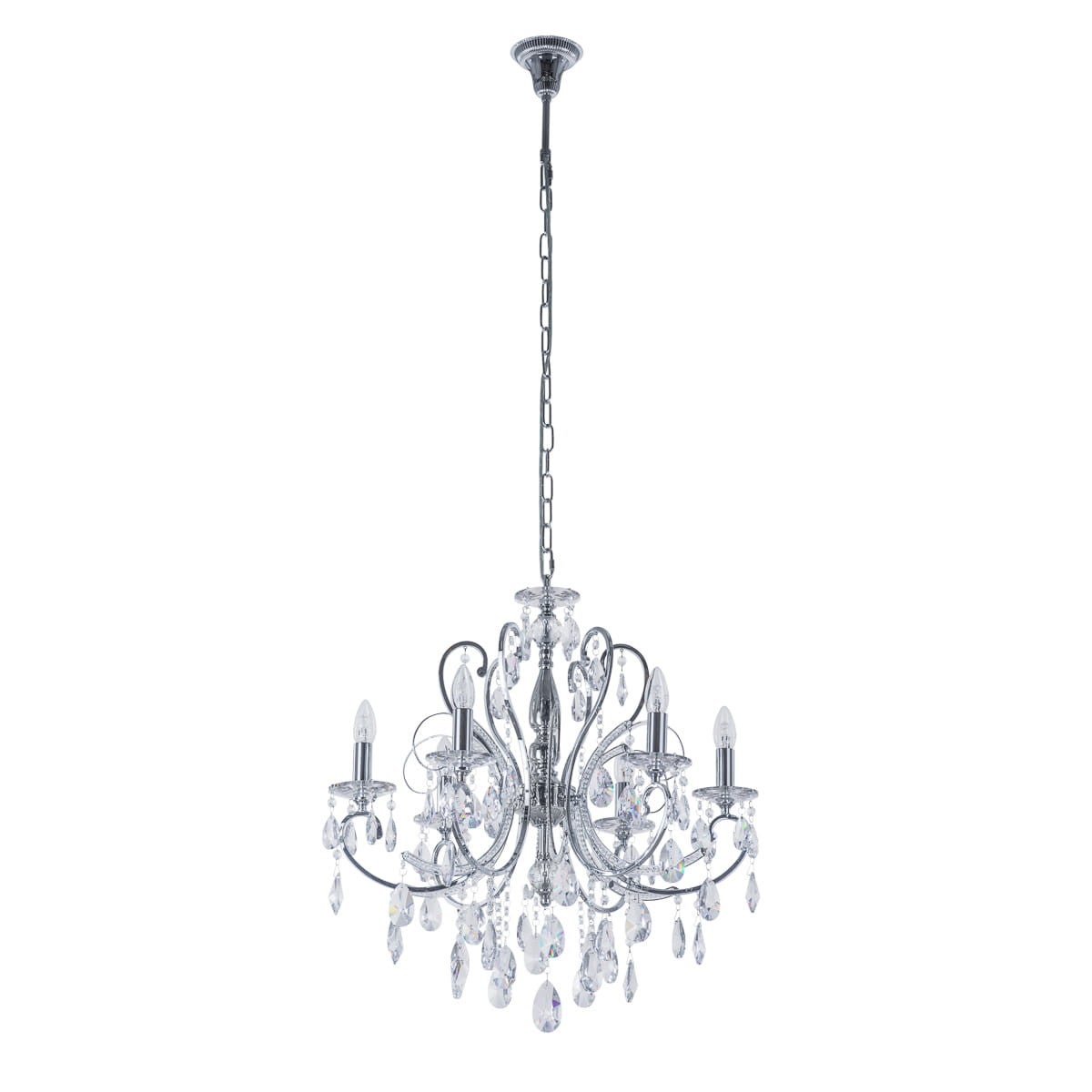 Żyrandol Barocco chromowana 6 x E14 x 40W wym:150x64x64cm Italux