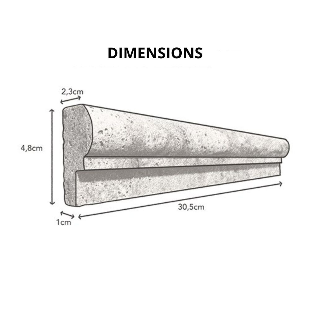 Corniche en travertin Scabas - 4,8 x 2,3 x 30,5 cm - Pack de 10 unités - C-NEGOCE - 4