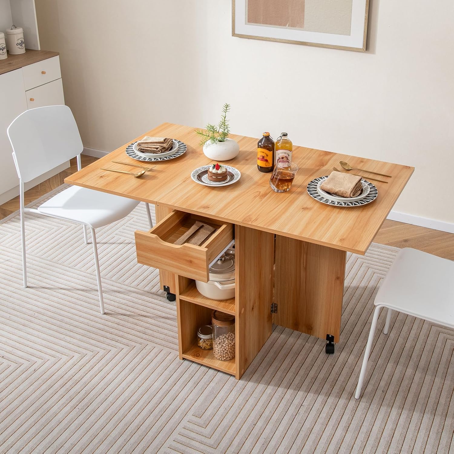 Tavolo Con Cassetto Tavolo Pieghevole Da Cucina Con Ruote Legno