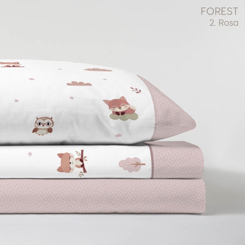 JUEGO DE SÁBANAS INFANTIL MARCA CATOTEX KABELY KIDS MOD. FOREST, COLOR ROSA, CAMA 90 - 4