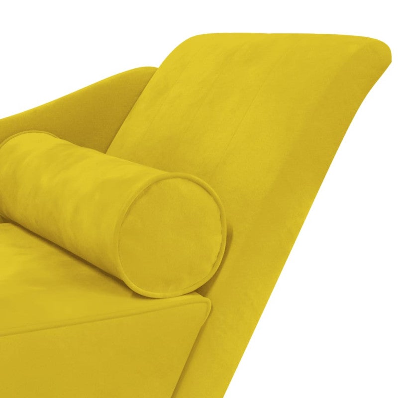 vidaXL Chaise Longue con Cuscini Giallo in Velluto - 6