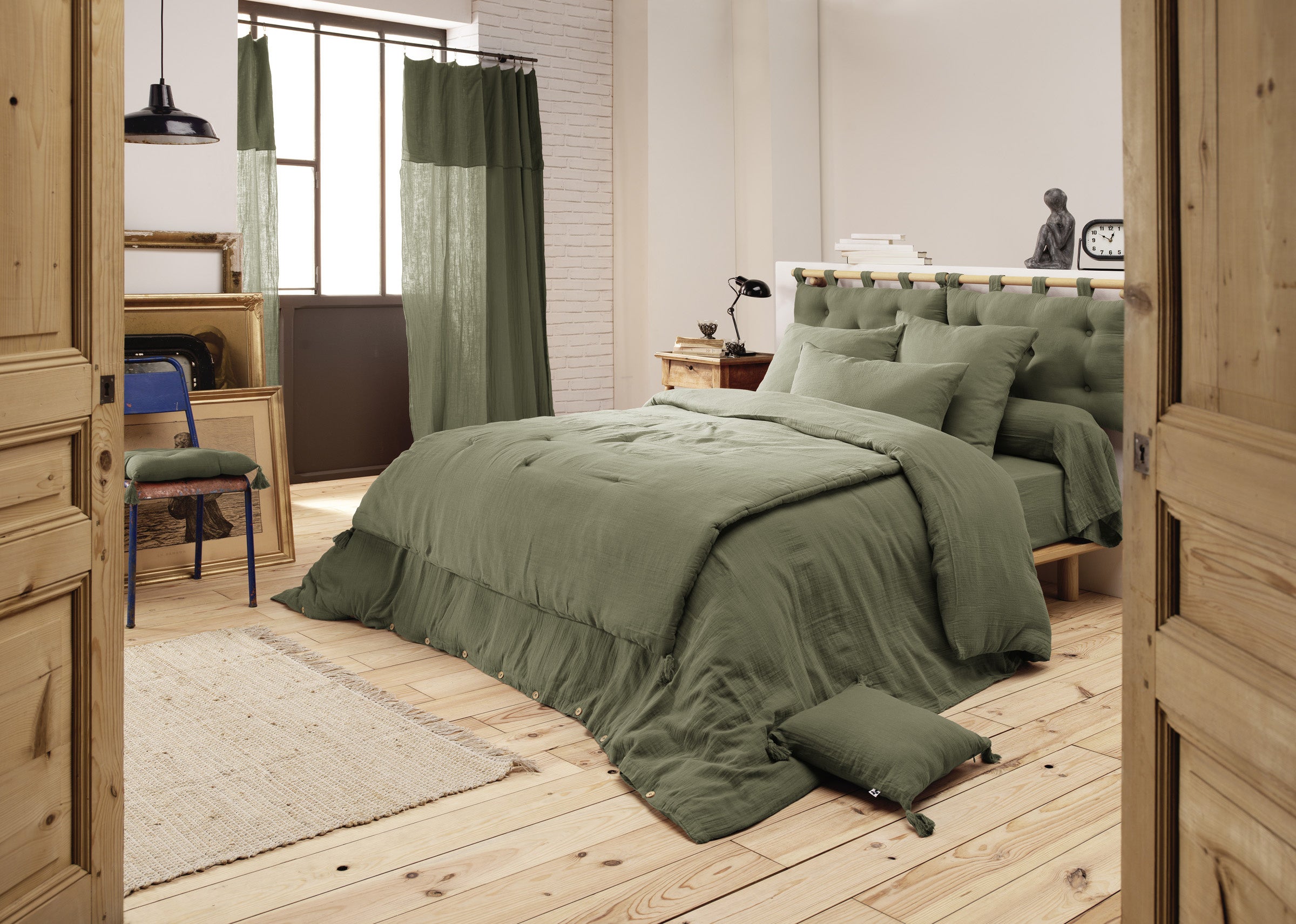Housse de couette 240 x 220 cm – Double Gaze de Coton Luxe - Romarin - 2