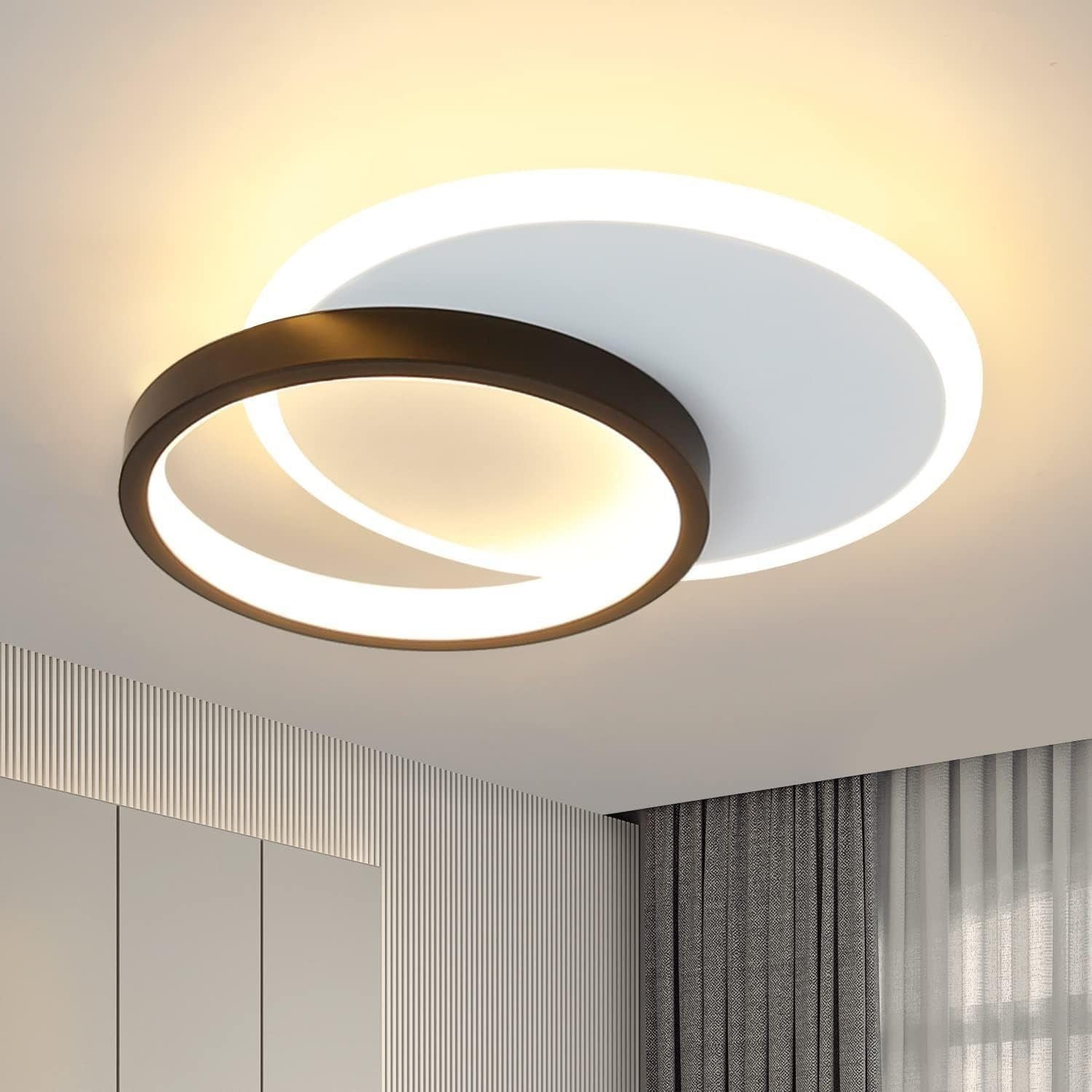 Plafonnier LED Hofstein Design Moderne, 4-6 Ampoules, Couleur Nickel Mat Et Blanc, Pour Salon Cuisine Couloir