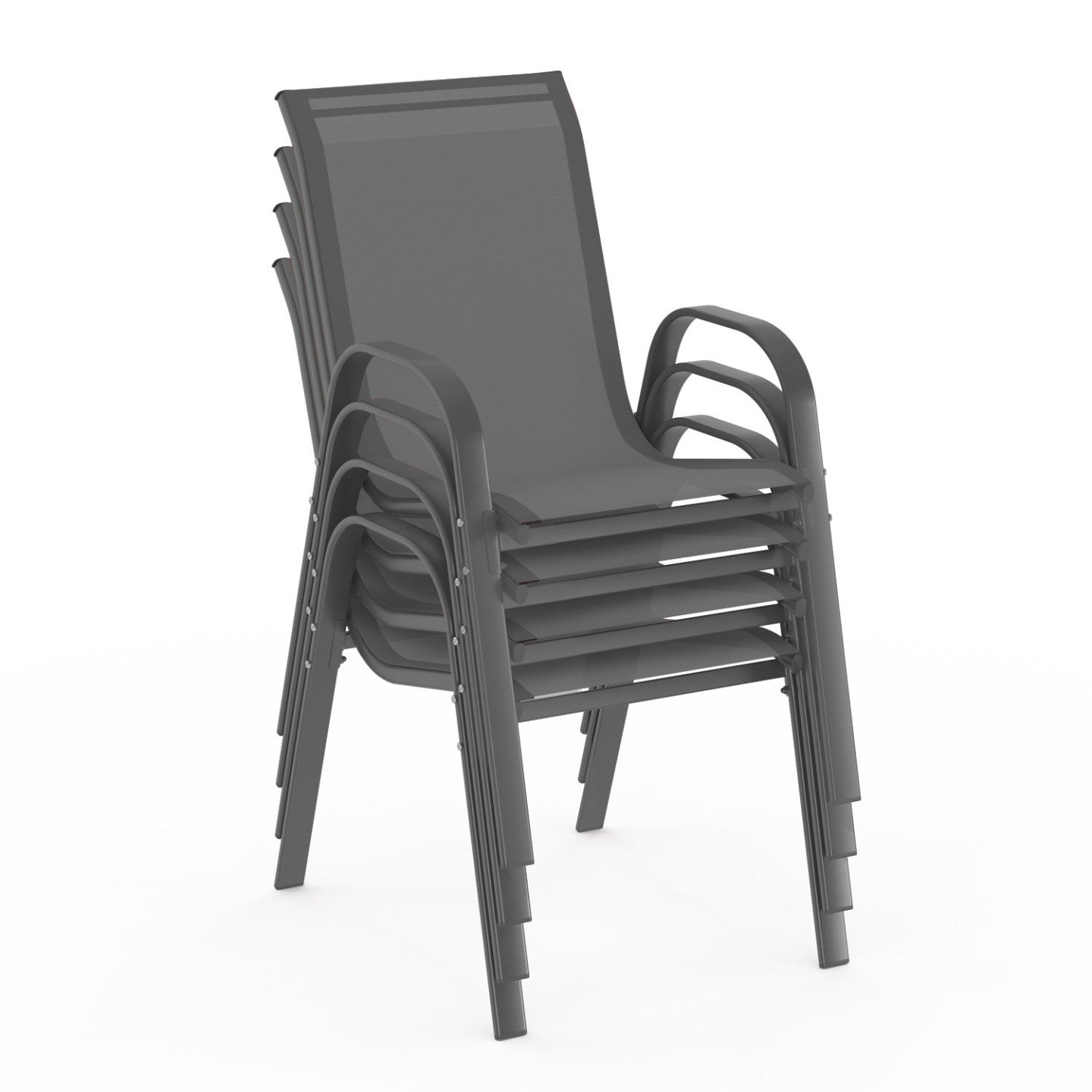 Lot de 4 Chaise de jardin sans coussin LYMA en Textilène Gris - 4
