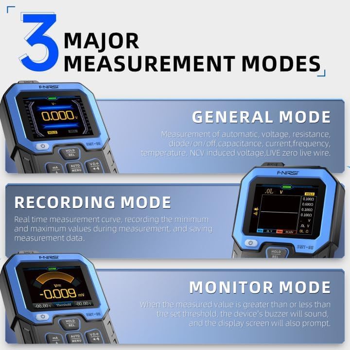 Multimètre numérique DMT-99 9999 points TRMS, voltmètre rechargeable à plage automatique avec résistance d'enregistrement, capacité, diode, NCV - 2