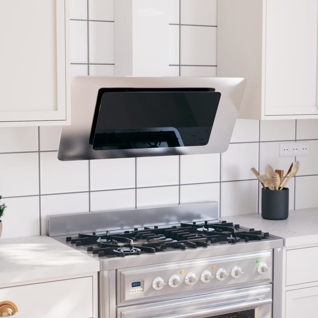 Vidaxl Campana Extractora Acero Inox Y Vidrio Templado 90 Cm Plateado , Leroy Merlin