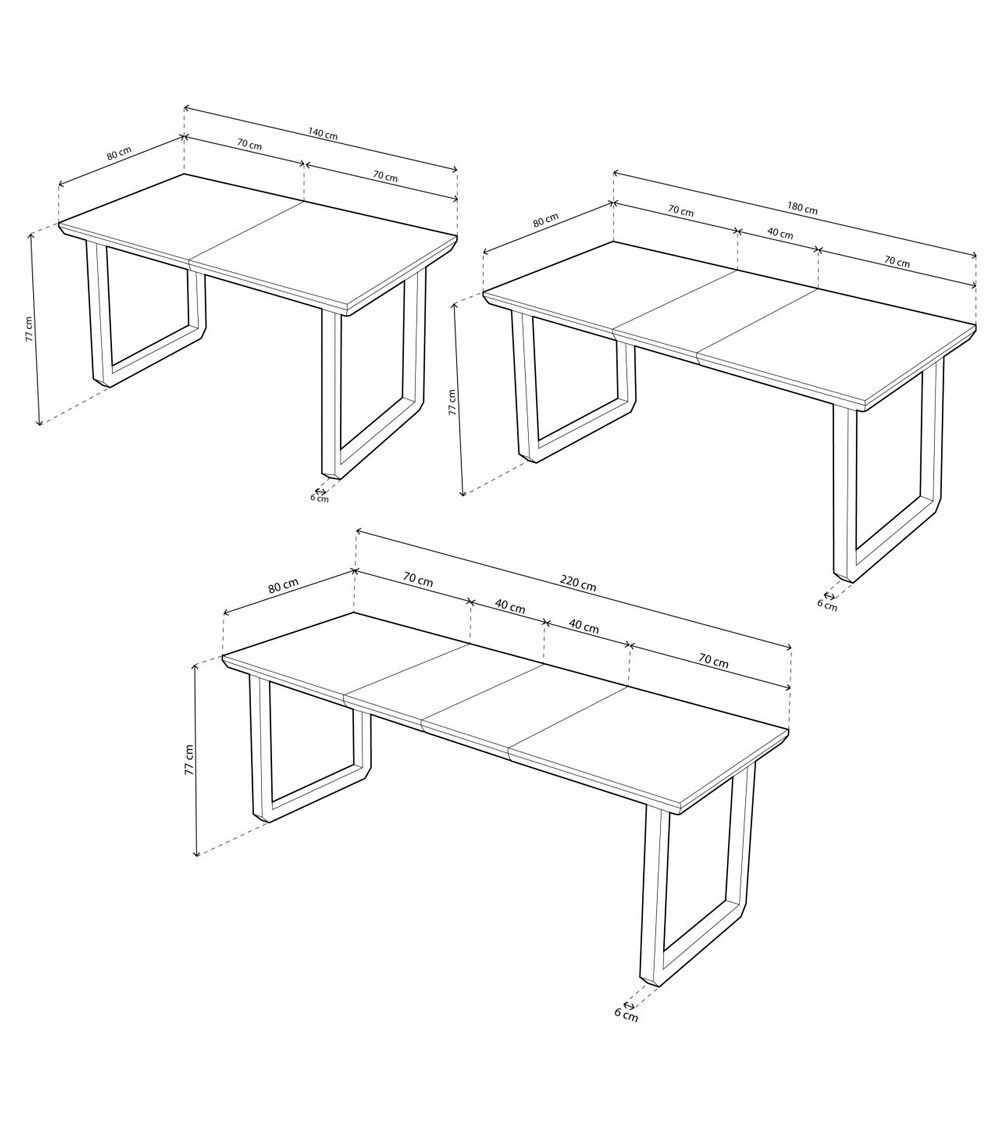 Mesa comedor extensible JACK, estilo industrial, de 140 hasta 220 cm ancho patas metalicas en negro Roble Nordish - 4