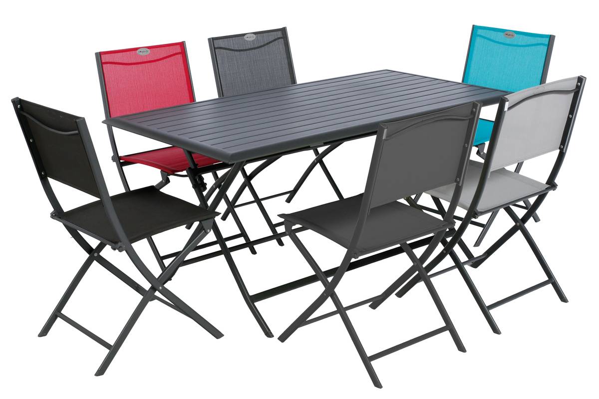 Table à manger de jardin rectangulaire en Aluminium Gris 6 places - 3