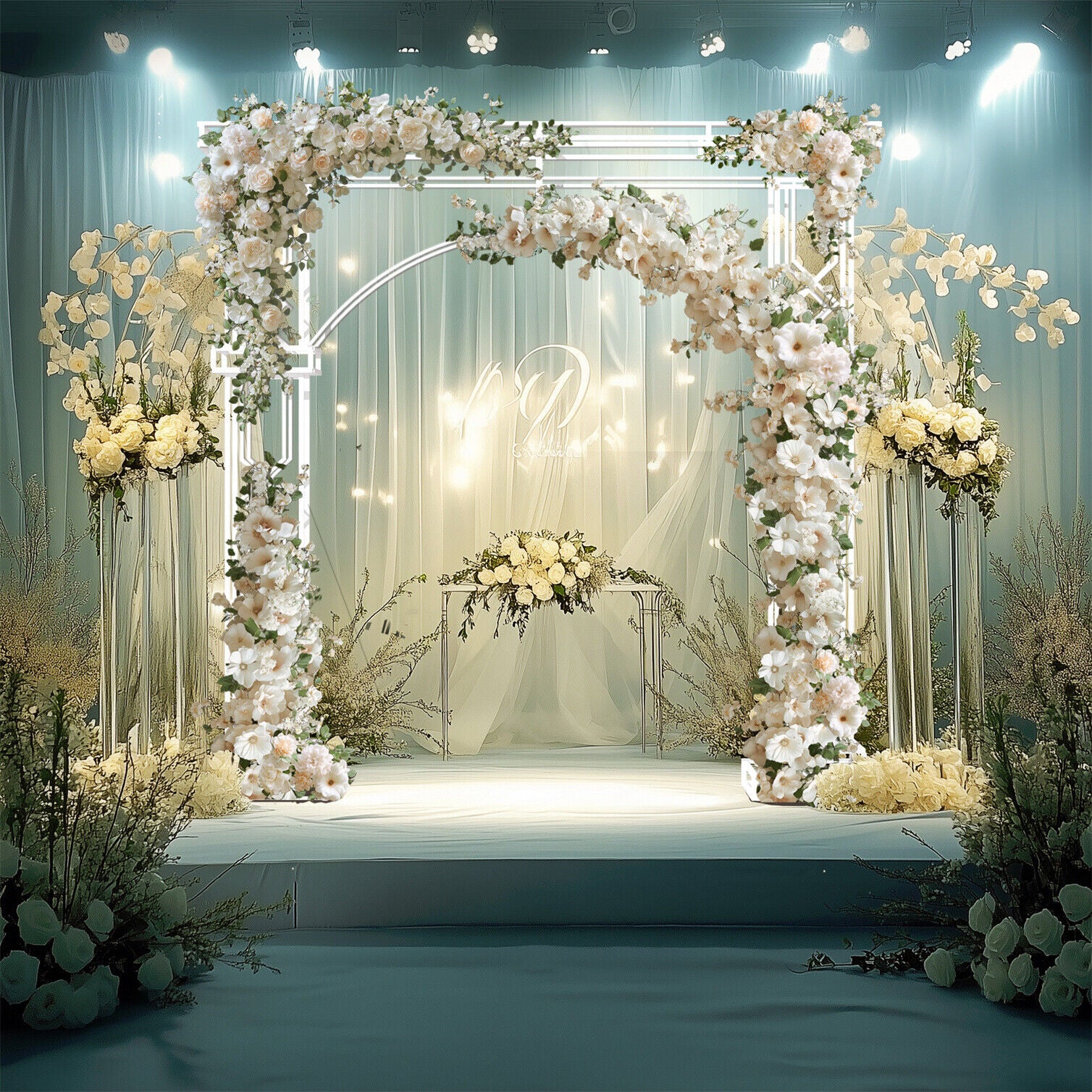 Grande Arche Mariage Toile de Fond Photo, Décoration pour Fête et Cérémonie Noël - 6