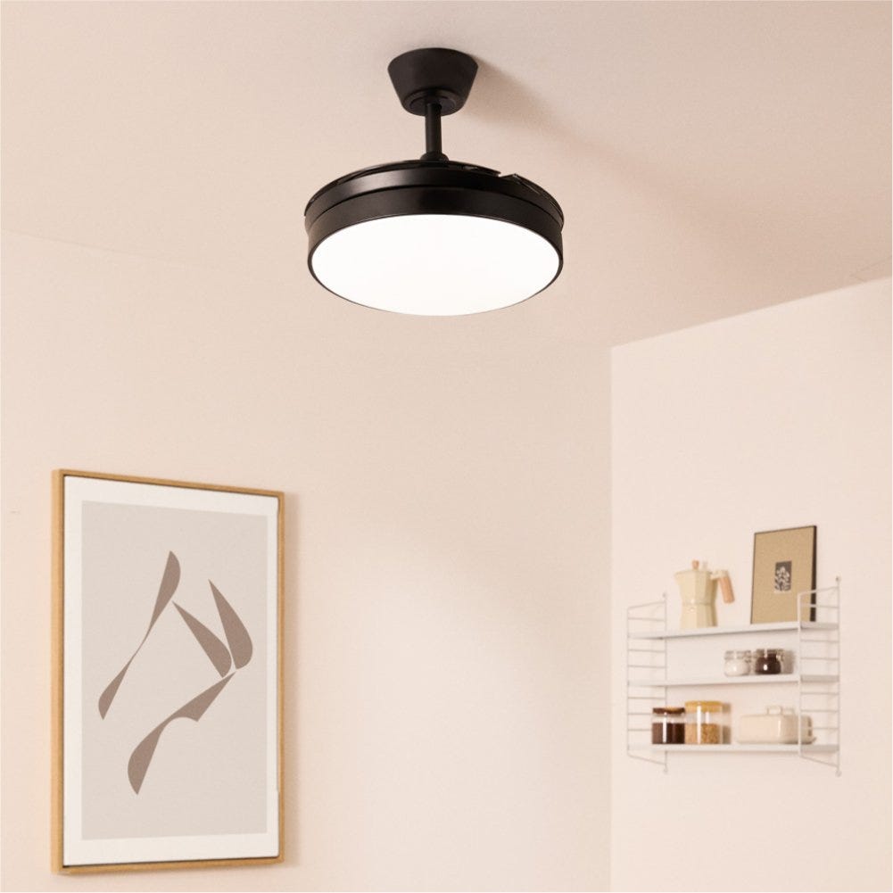 CREATE / WIND CLEAR M/Ventilateur de plafond avec lumière noir avec télécommande / 40W, 108 cm, minuterie, pales rétractables, 3 températures de lumière, fonction été-hiver CREATE / WIND CLEAR M/Ventilateur de plafond avec lumière noir avec télécommande / 40W, 108 cm, minuterie, pales rétractables, 3 températures de lumière, fonction été-hiver