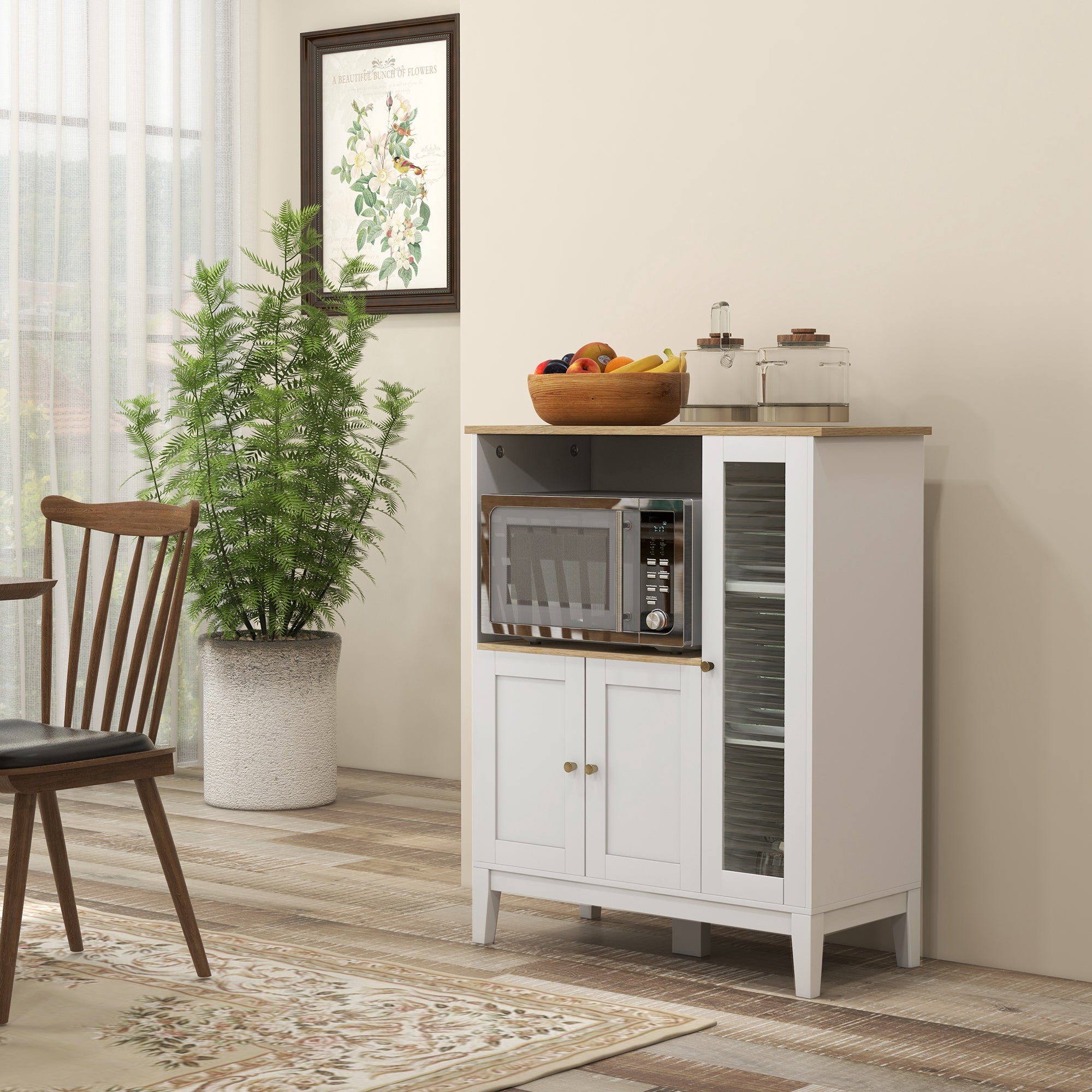 Aparador para Microondas HOMCOM Melamina de Madera, MDF Blanco 80x35x97 cm - 2