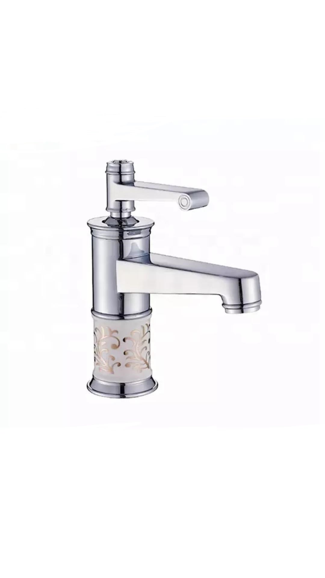 Baterie lavoar Chrome White corp ceramica inaltime medie