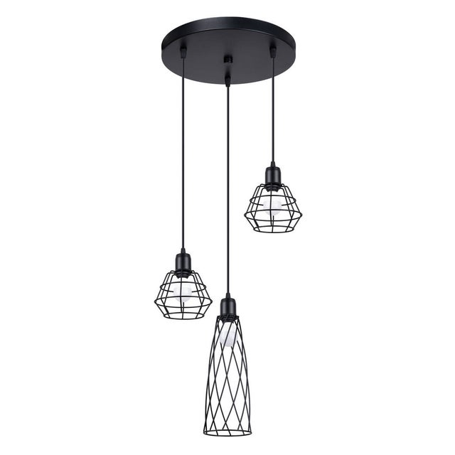 Lampa wisząca Suba czarna 3xE14x10W industrialna wym: 120 x 38 x 38 cm metal Sollux Lighting