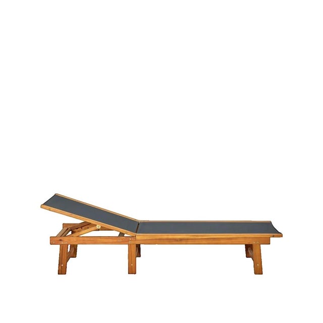 vidaXL Tumbona de madera maciza de acacia y textileno