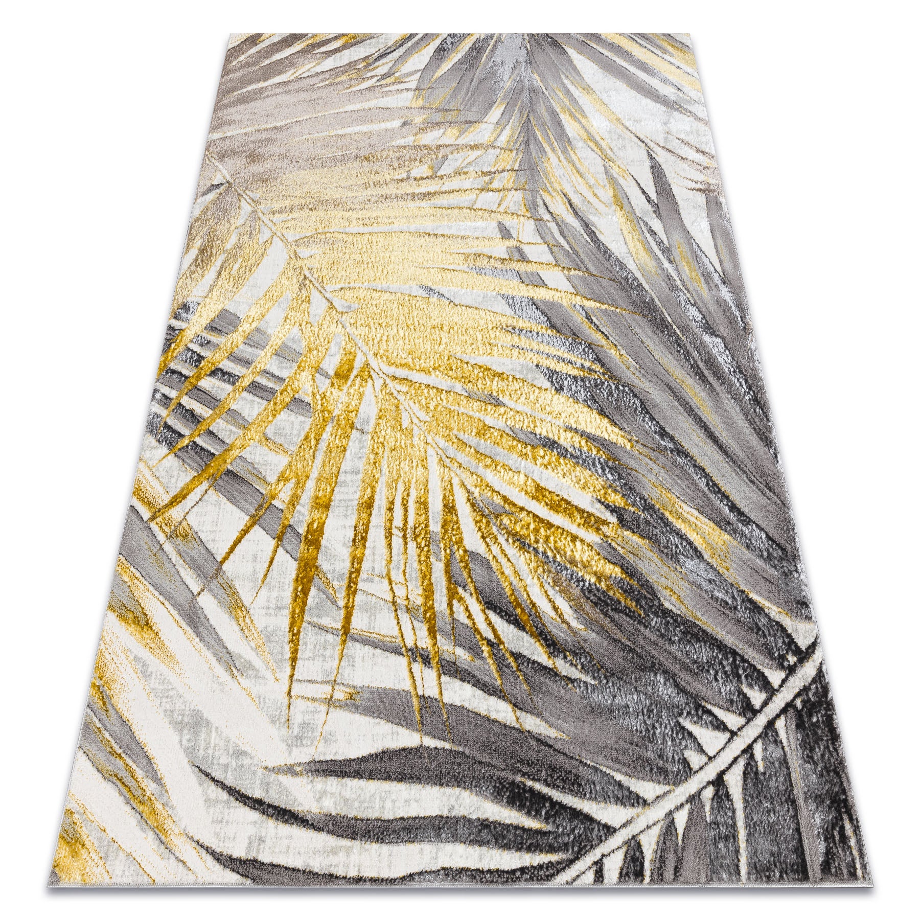 Dywan BLISS Z217AZ276 złoty / szary - Liście Palmy, nowoczesny, strukturalny 200x290 cm