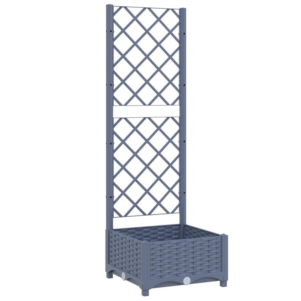 Maison Exclusive - Vaso de jardim com treliça azul-acinzentado 40x40x121,5 cm PP - 2