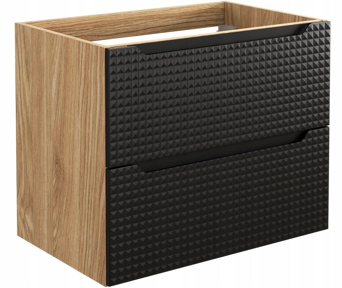 Szafka łazienkowa LUXOR 70 cm czarna dąb olejowany front 3D MDF wisząca