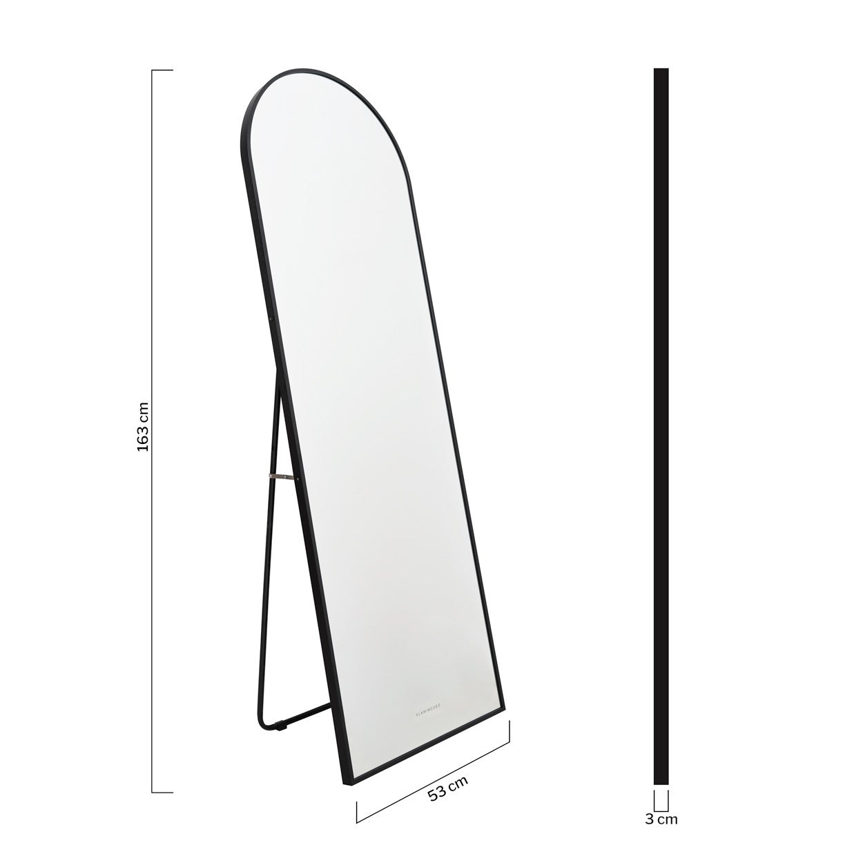 Flamingueo Grand Miroir Noir Miroir Sur Pied Decoration Chambre Miroir Mural Design 163x53x3 cm - 8
