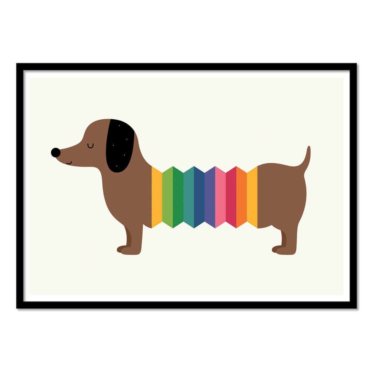 Art-poster - rainbow dog - andy westface - con marco negro 50 x 70 cm