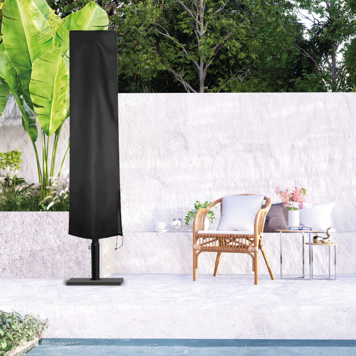 Housse de protection imperméable et anti-uv pour parasol - 240 x 57 - 57 cm - Noir - Linxor - 5