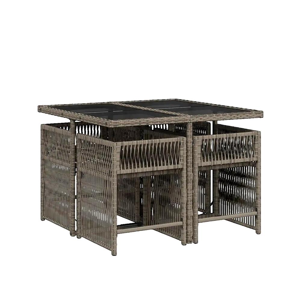Salon bas de jardin en Rattan synthétique Gris 4 personnes - 3