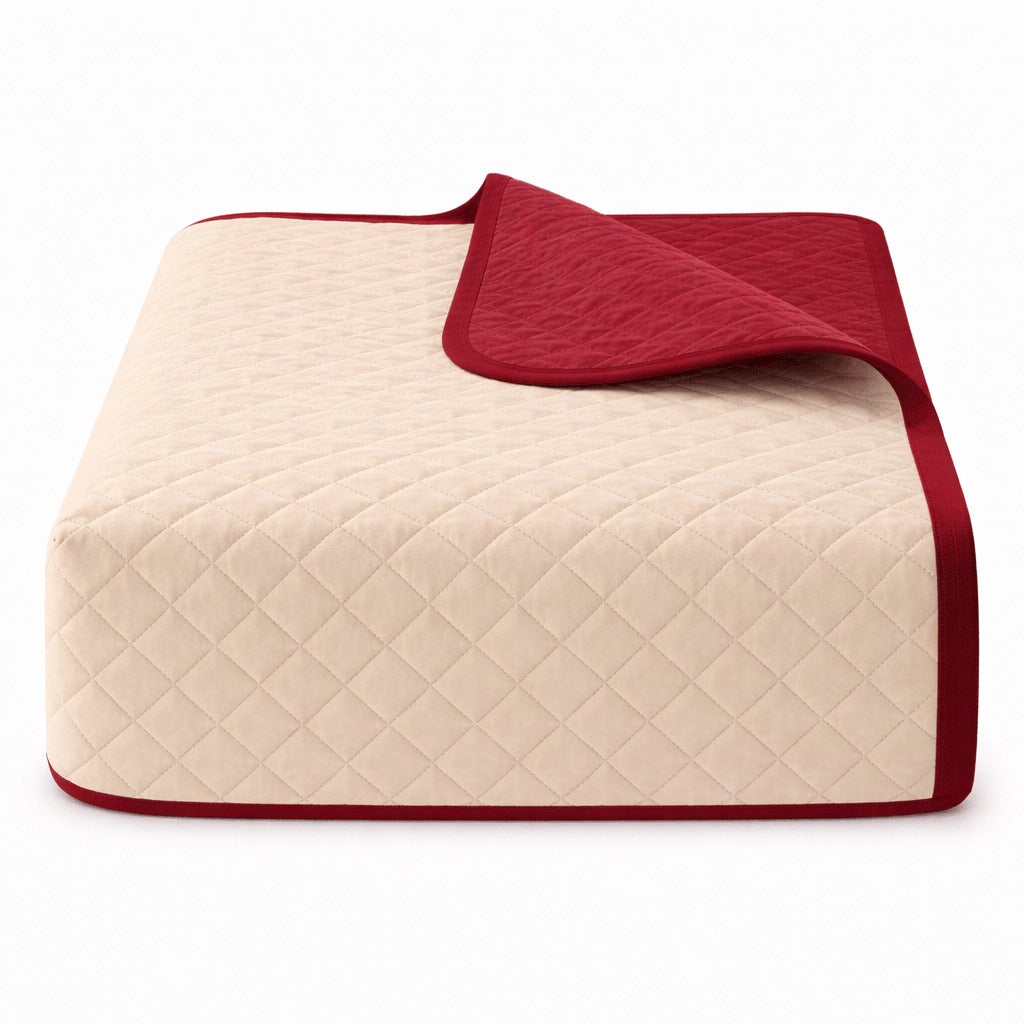 Colcha Bicolor Reversible Beige/Rojo Cama 180cm Donegal Collections - 4