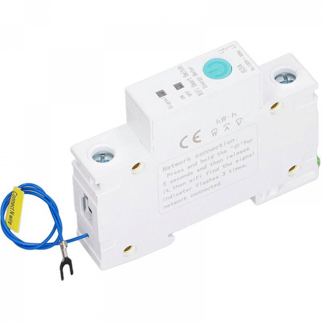 Disjuntor inteligente Wi-Fi, interruptor de contador de energia, Rail DIN para aplicação Ewelink, controlo sem fios AC230V 1P 63A