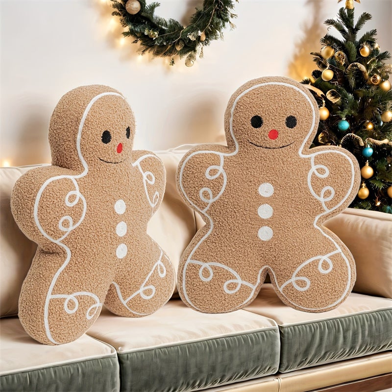 Almofada em forma de biscoito de gengibre para decoração de Natal, sofá, sala e cama, 33x43 cm - 3