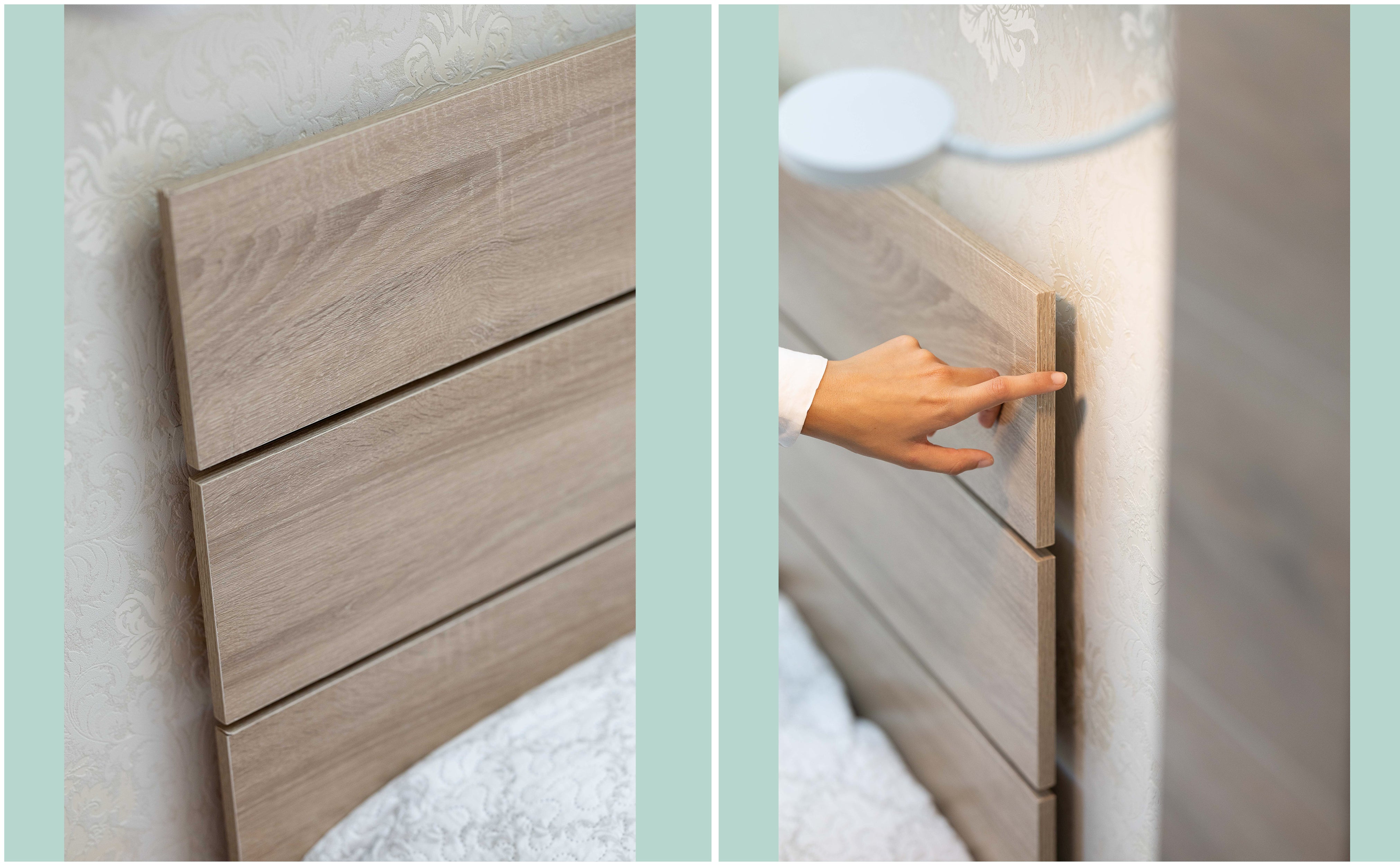 DUPI Cabecero Aitana de Madera para Cama de 150 cm – Estilo Nórdico, 160x59 cm, Fácil de Instalar – Color Taupé - 4
