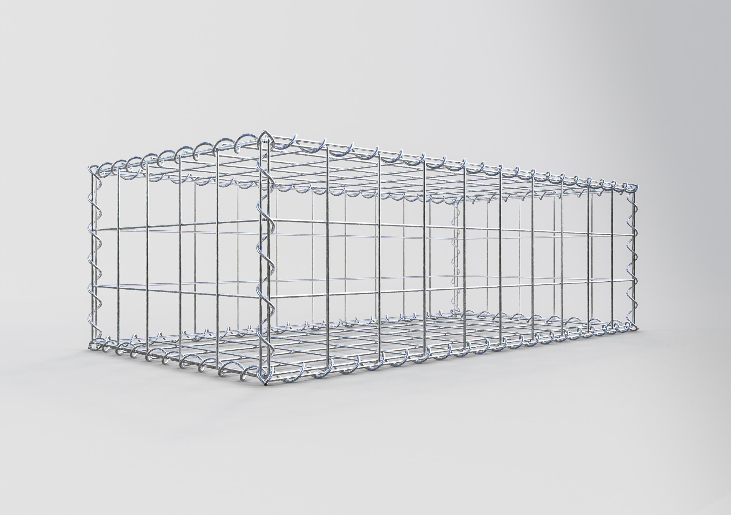 Gavión de acero galvanizado 100x30x50cm (LxAxP), malla 10 x 10cm, Espiral, jaula metálica para muro o jardín - 2