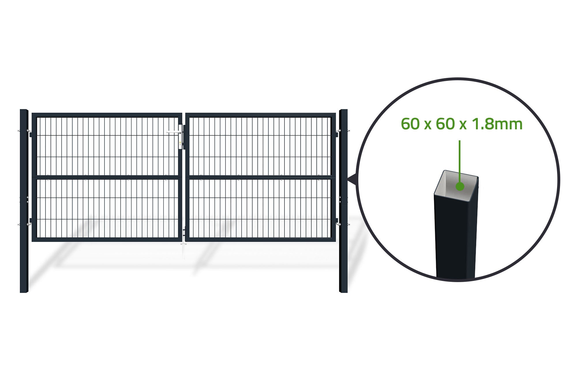 Portail battant grillagé 3m RAZO H.120cm Gris - 8