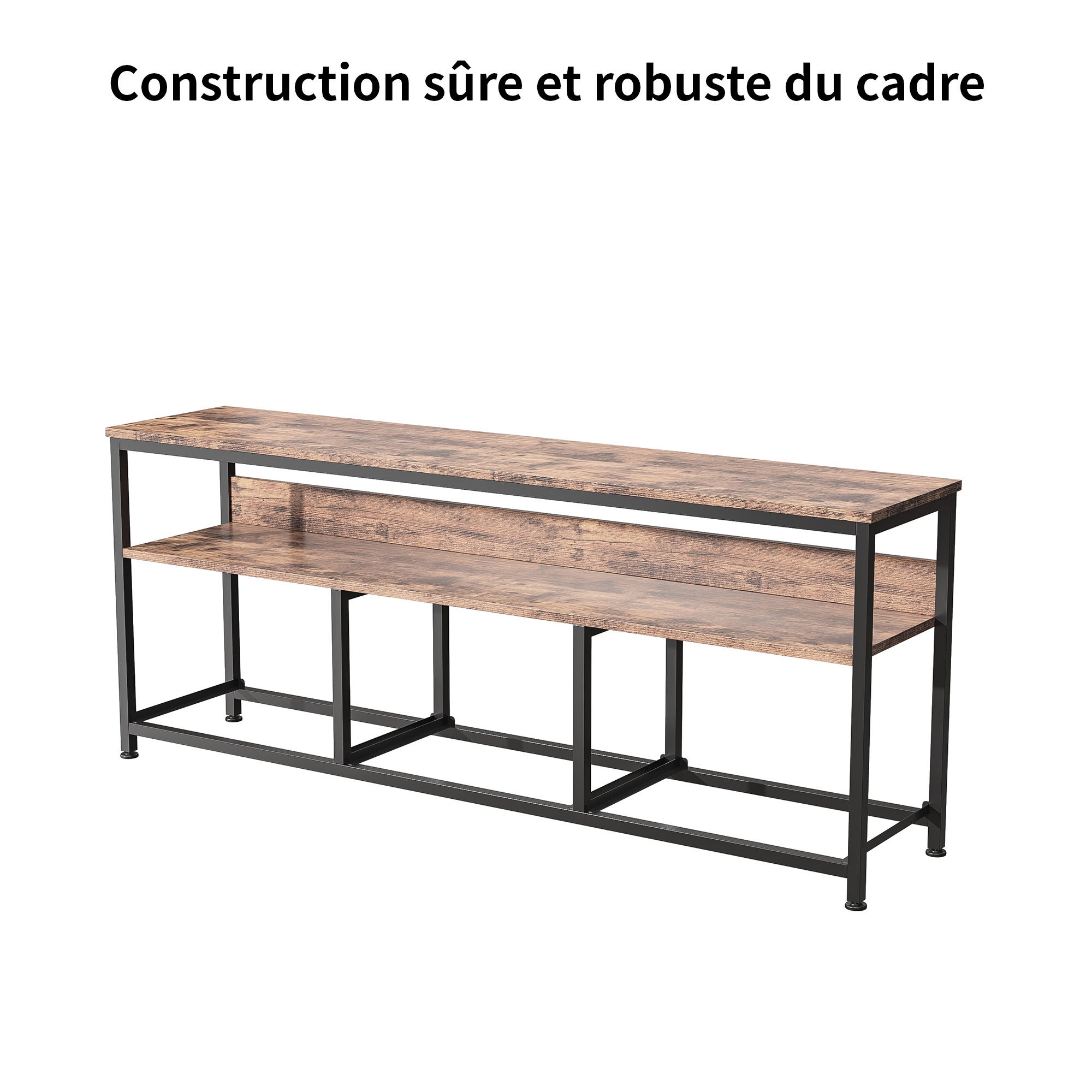 Meuble TV de 108 cm avec éclairage LED, équipé de 3 tiroirs et d'une étagère ouverte, pour le salon ou la chambre, couleur marron - 6