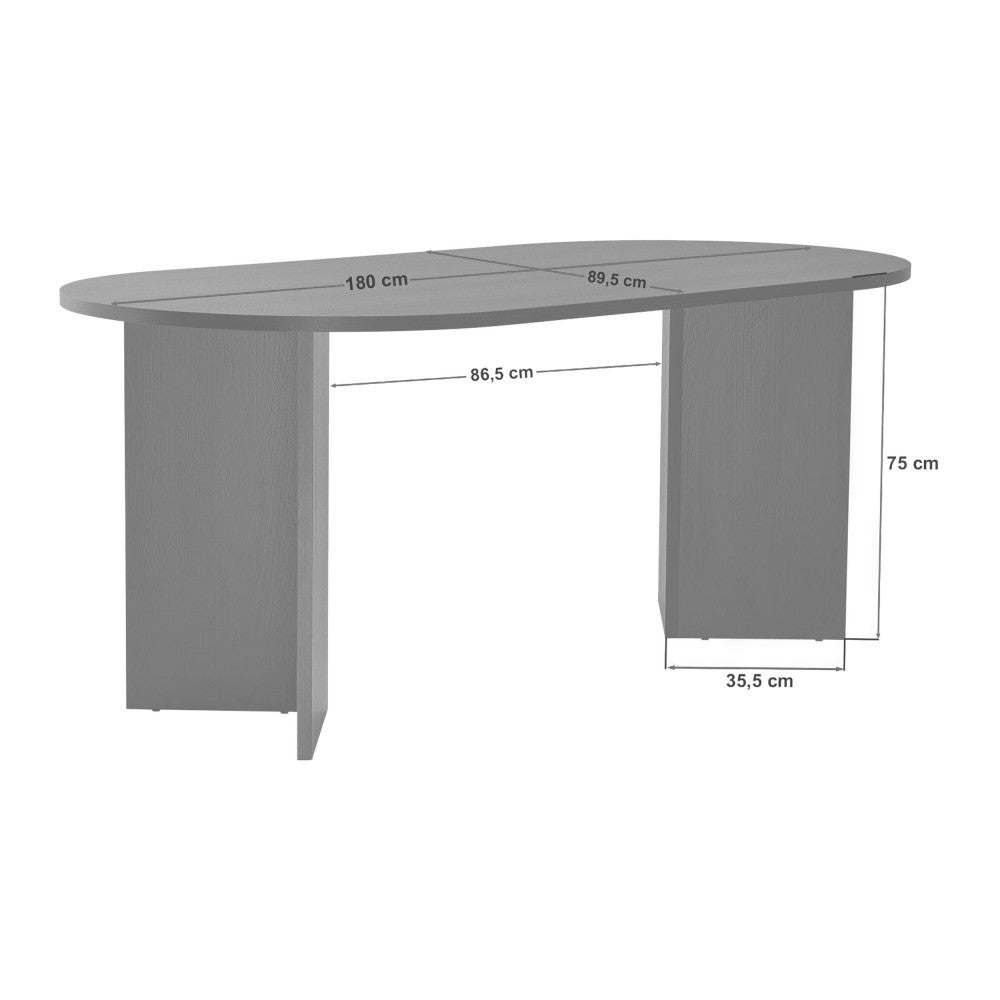 Sam - Table à manger 8 personnes ovale en bois - Bois foncé - 9