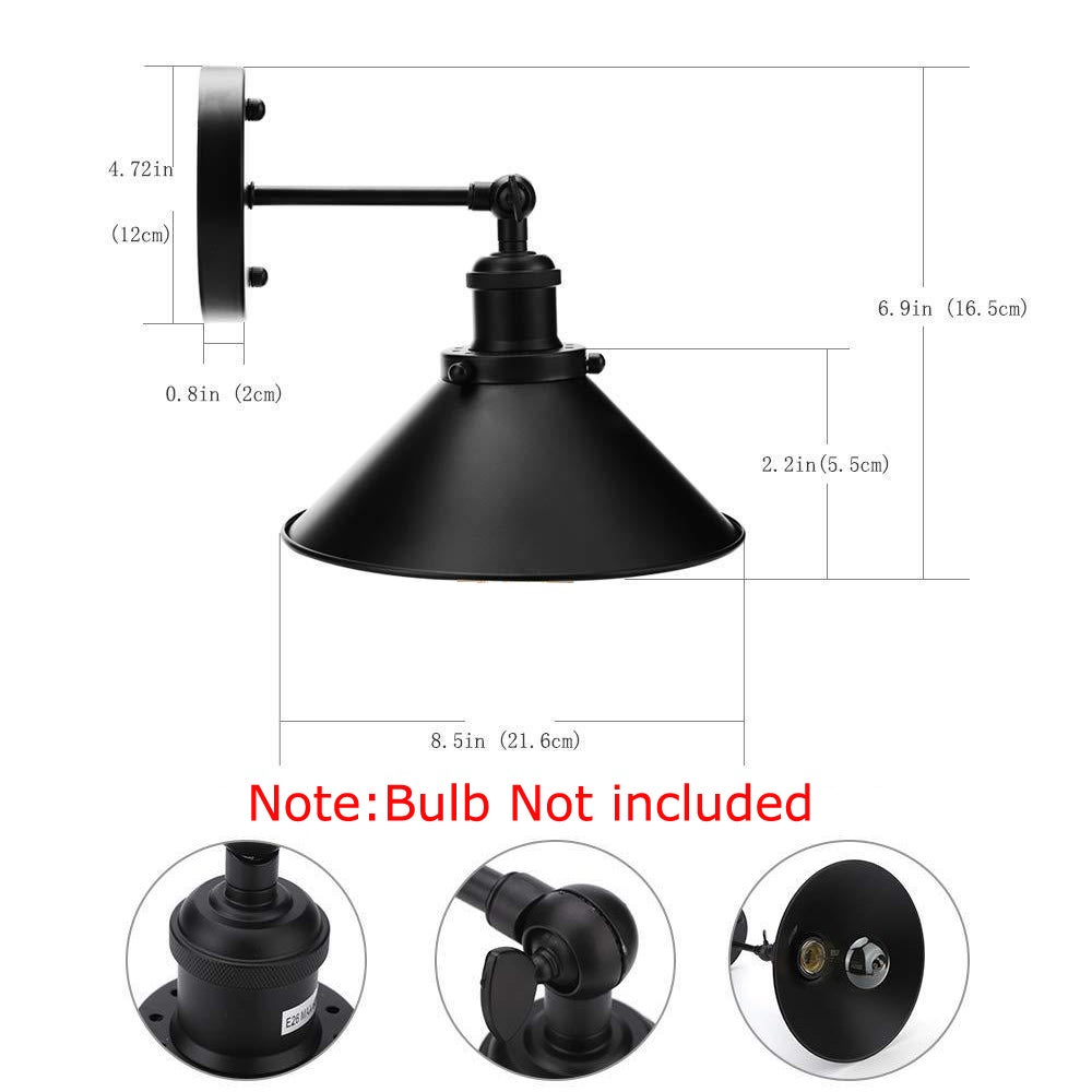 2 piezas de lámpara de montaje en pared industrial retro con base E27 (sin bombilla) para el hogar, accesorio vintage, aplique de pared multiusos - 2