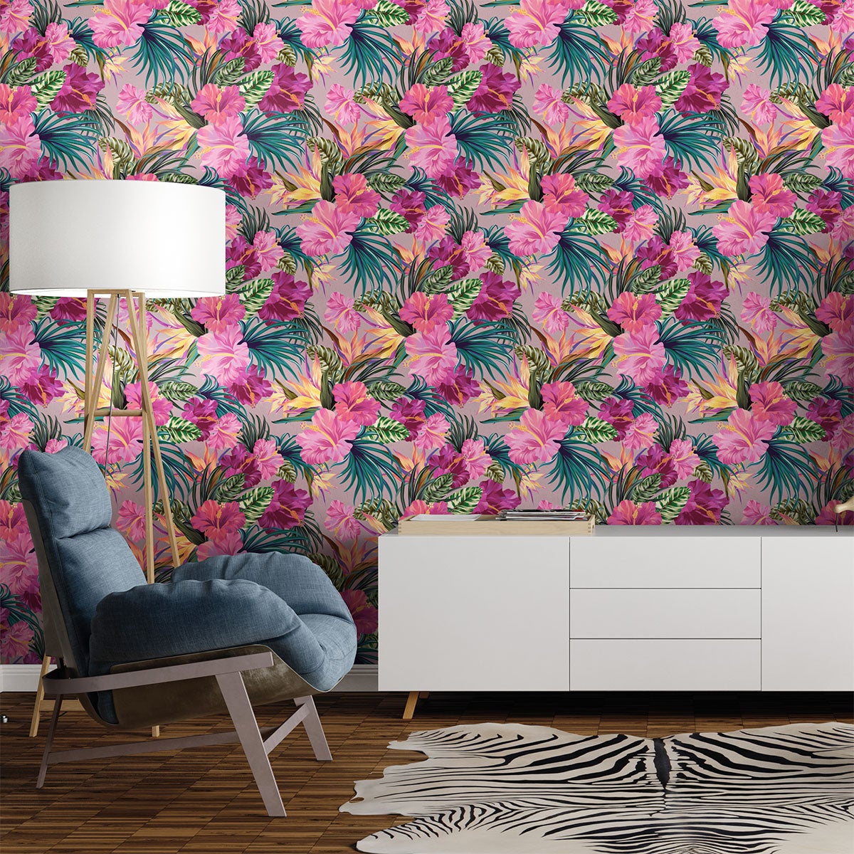 Vinilo tapiz tropical cartago - adhesivo de pared - revestimiento sticker mural decorativo - 60x60cm