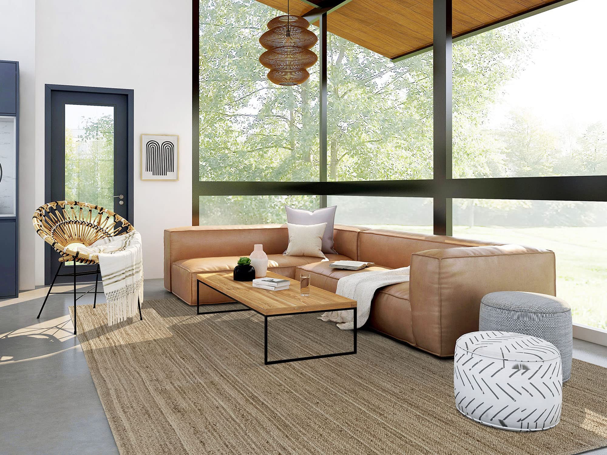 Hamid - ALHAMBRA NATURAL 400x300 - Alfombra grande de yute, extra grande, para sala de estar, comedor, dormitorio - 4