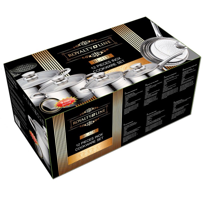 Batteria Di Pentole Professionale Royalty Line Switzerland - 16 Pezzi, Acciaio Inox 18/10