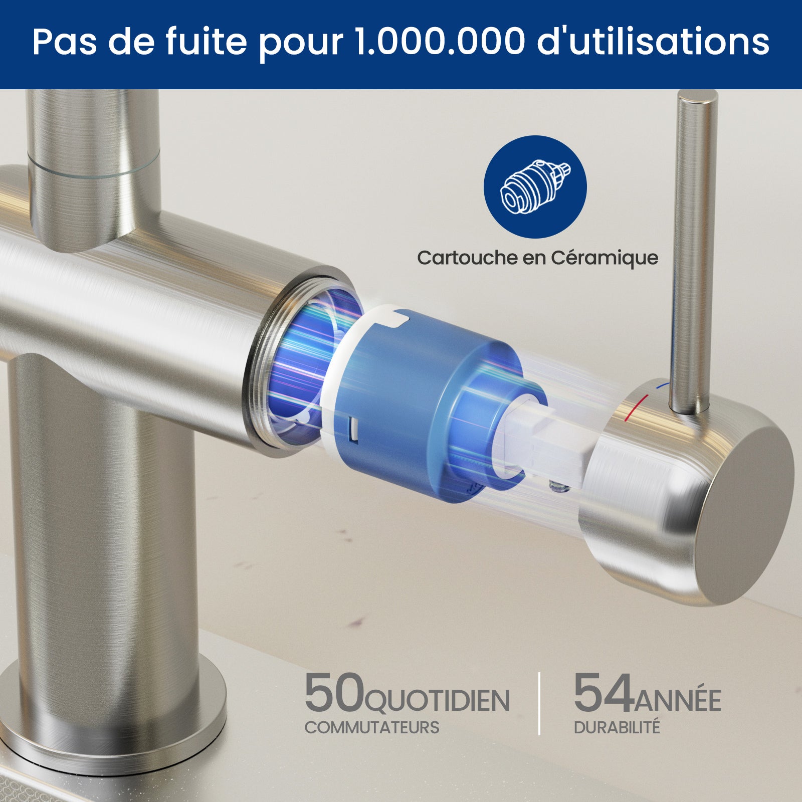 Torneira de cozinha com chuveiro de mão, torneira misturadora de cozinha com rotação de 360°, torneira com 2 modos de spray escovado - 5