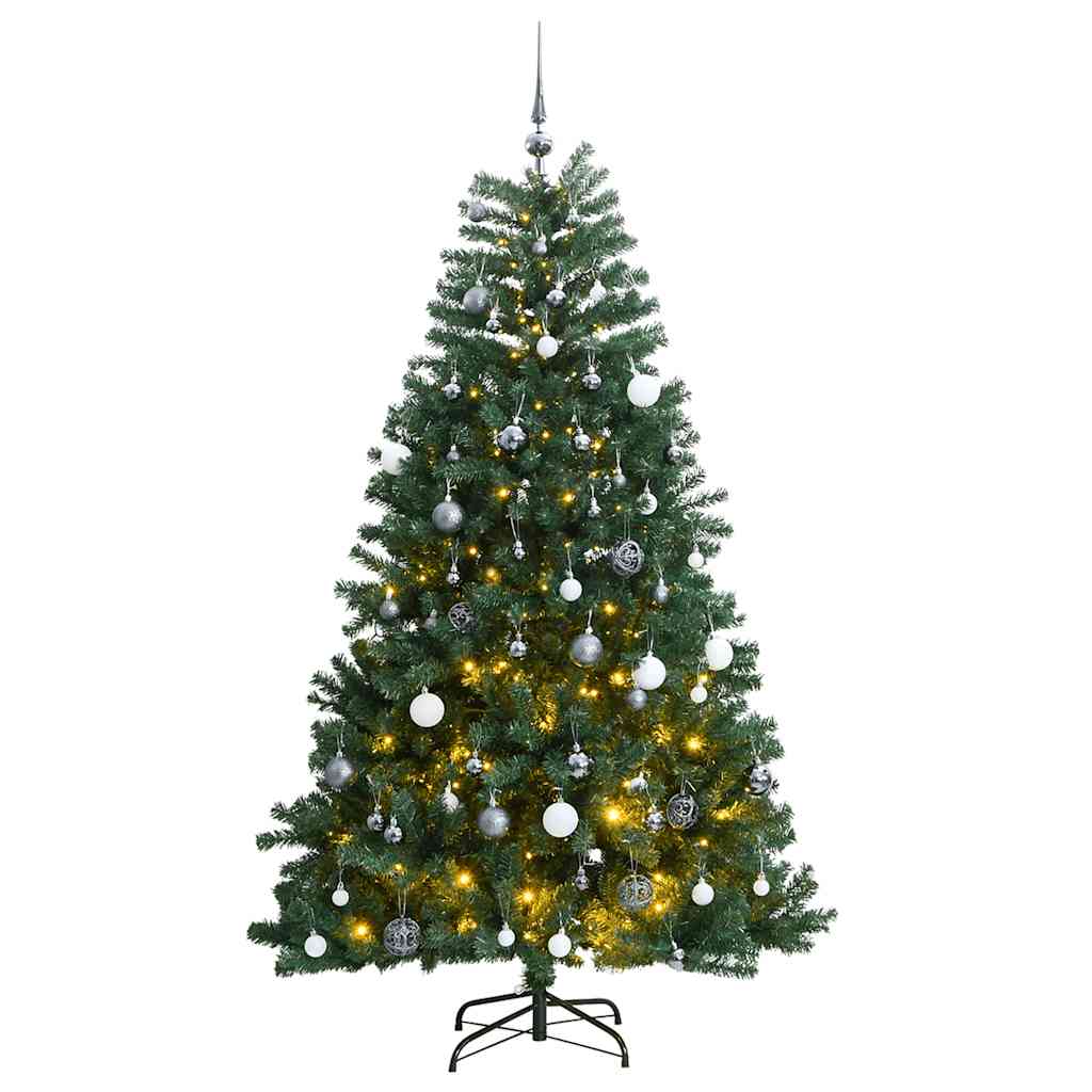Sztuczna choinka na zawiasach, 300 lampek LED i bombki, 180 cm vidaXL