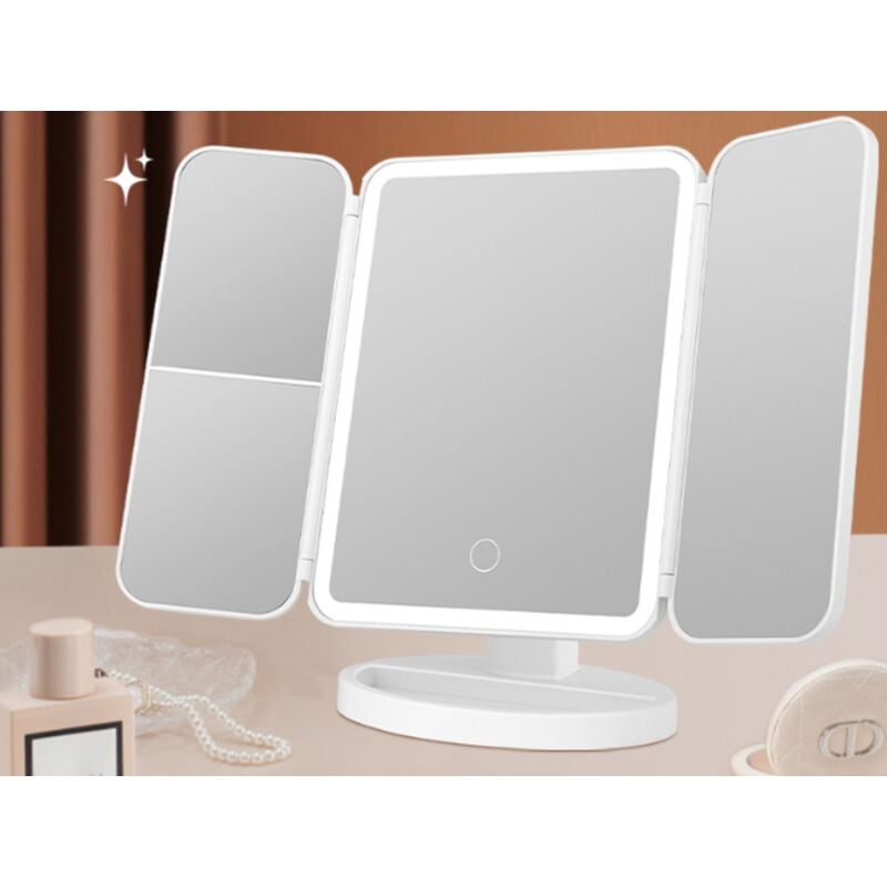 Miroir de maquillage NETTLIFE avec éclairage, 80 x 60 cm, miroir de coiffeuse avec lumière, LED tactile à intensité variable, miroir de courtoisie | Leroy Merlin