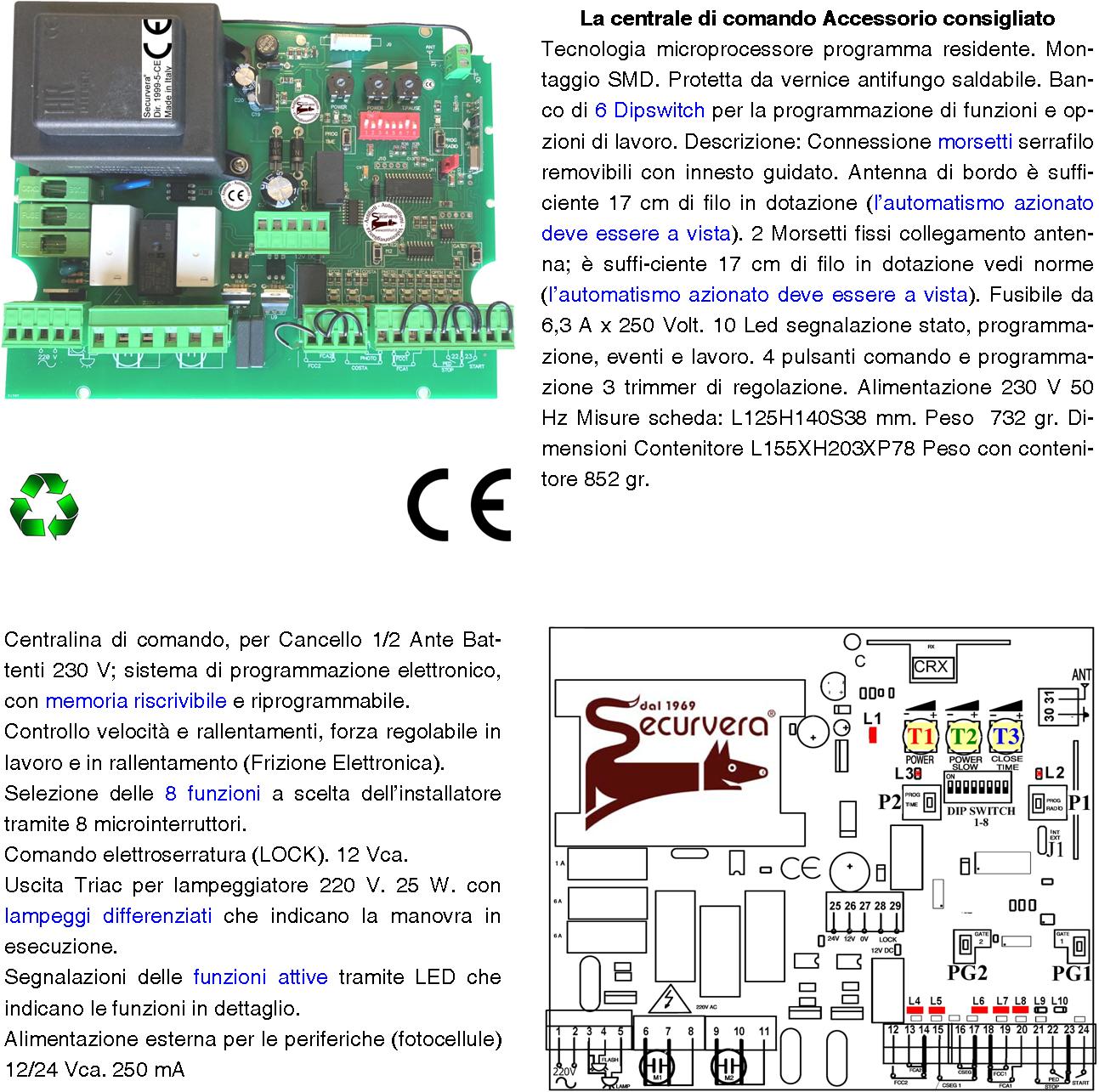 Cancello Automatico 5 Metri 2 Ante da 2,5 MT Kit Base 2 Motori Elettromeccanici 230 V Corsa 400 mm Spinta 2 Q.li Kit Staffe 2 Radiocomandi Fotocellule - 3