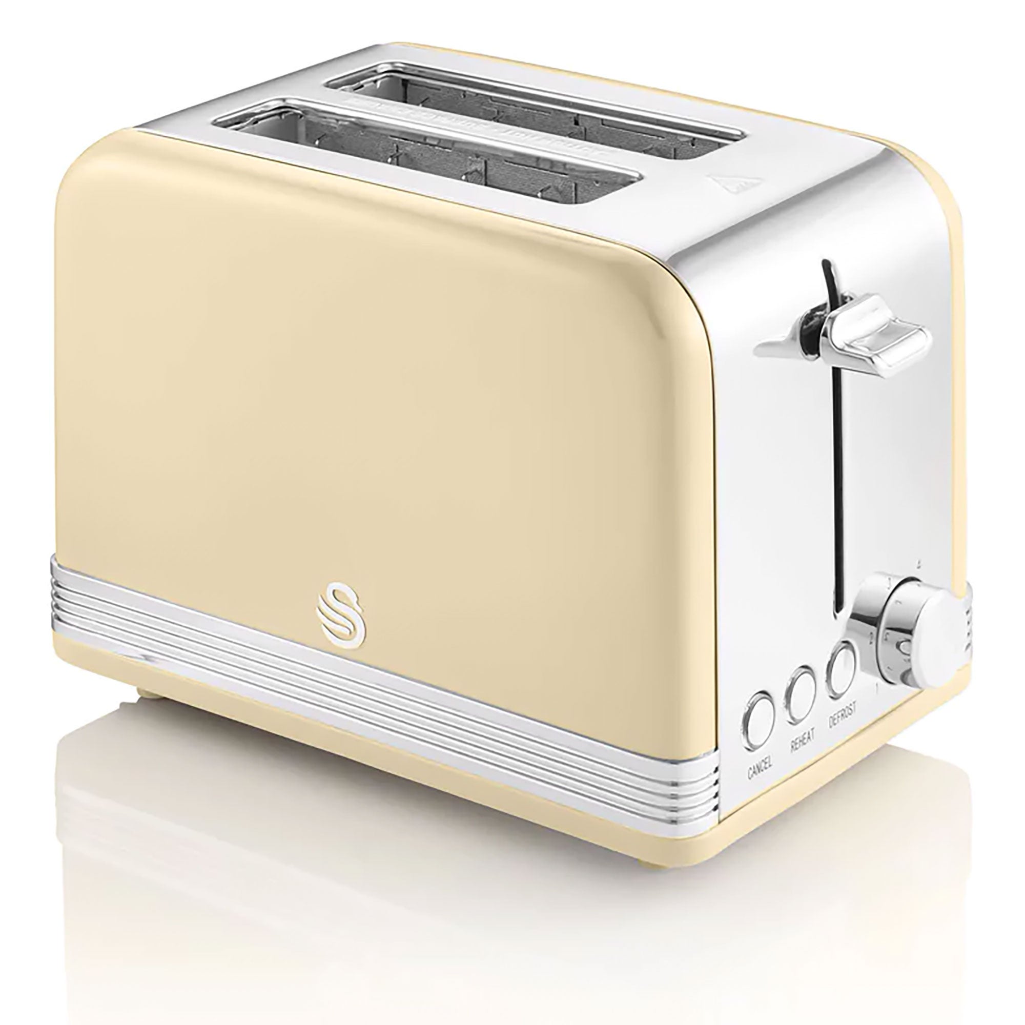 Retro Set per la Colazione, Bollitore 1,8L, Tostapane Senza fili, 2 Fette Larghe SWAN Crema STP7050CNEU 850 - 6