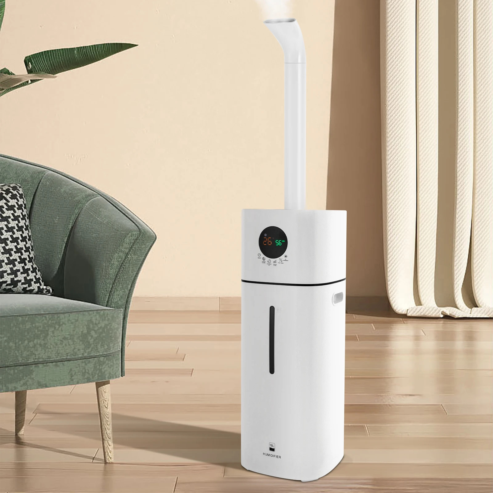 Umidificador de ar industrial 16L grande capacidade 220V, máquina de pulverização inteligente para umidificação comercial, escritórios, armazéns - 5