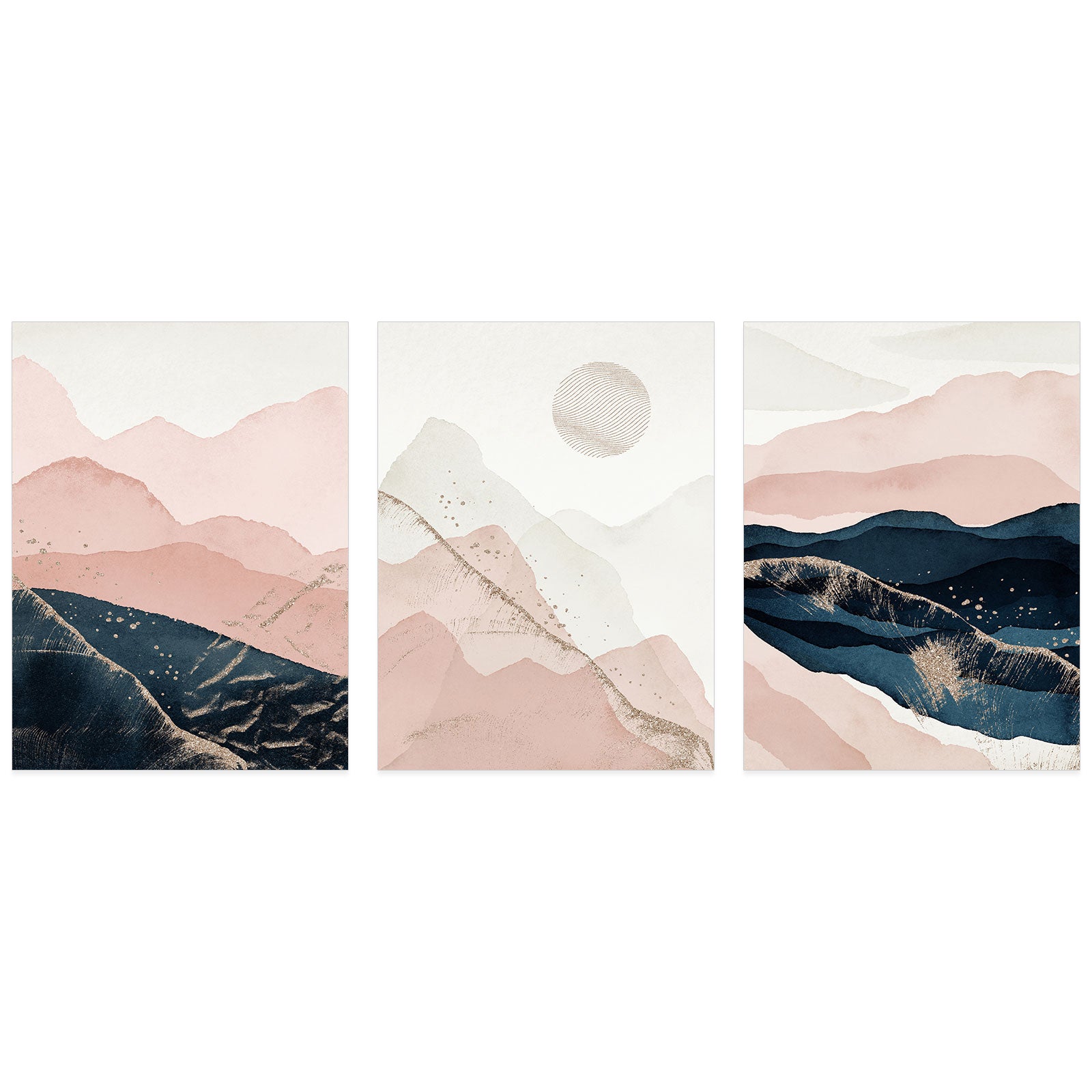Lot de 3 Affiches / Posters Triptyque - Paysages Boho 3617689991511 - Bordure Noire et Blanche - 3 Affiches - 21x29,7 cm (Cadres non fournis) - 2