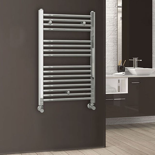 Radiateur sèche-serviettes 80 cm x 50 cm circuit de chauffage finition chrome poli en acier