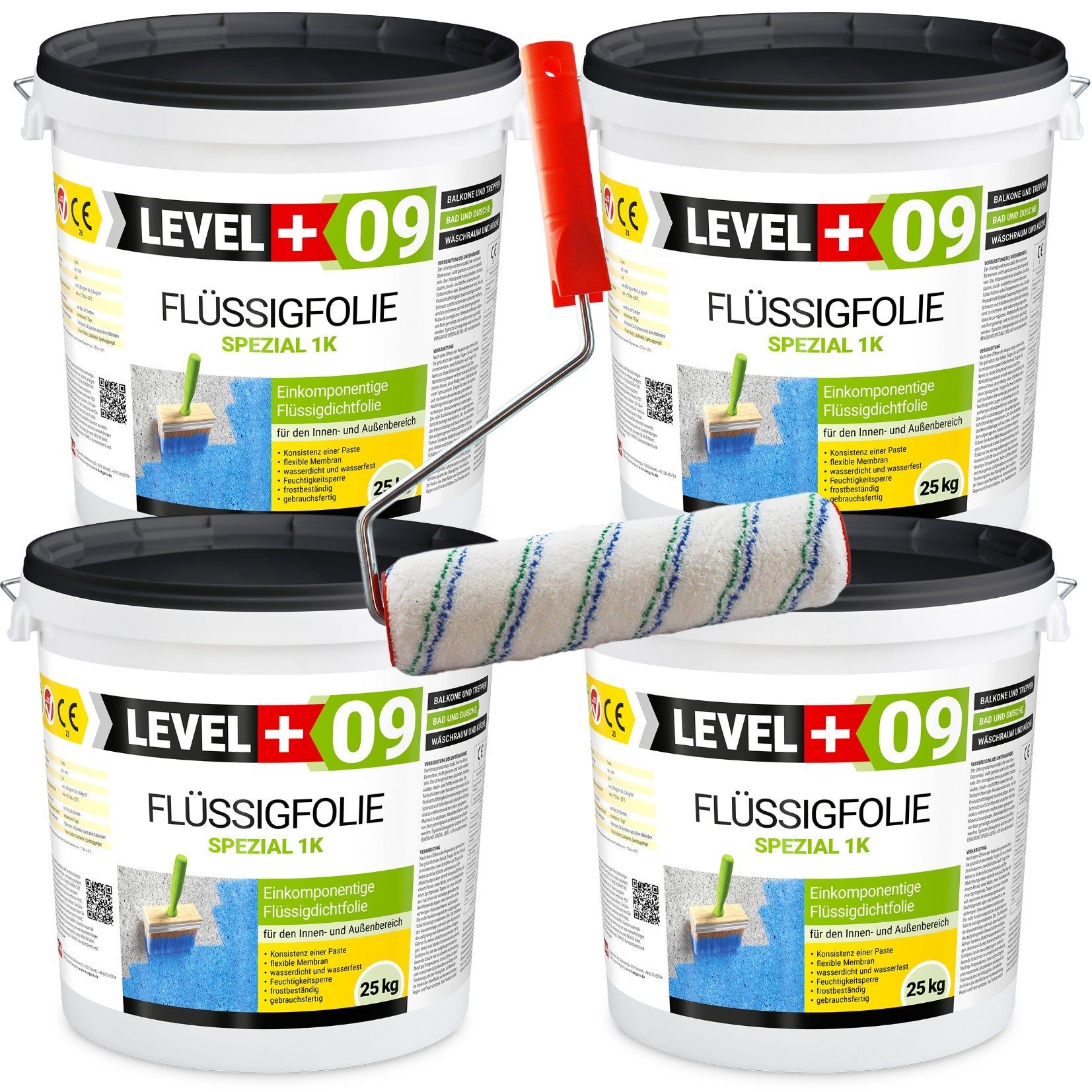 LEVEL+ Folia w płynie Uszczelniająca FLÜSSIGFOLIE SPEZIAL L+09 - 100KG + Wałek Malarski 25cm