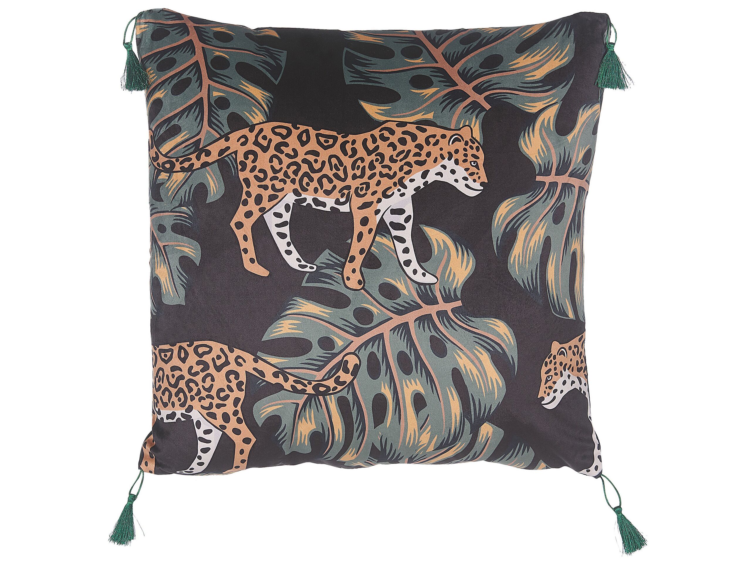 Set di 2 cuscini KUHI Velluto 45 x 45 cm Nero Trama animale - 4