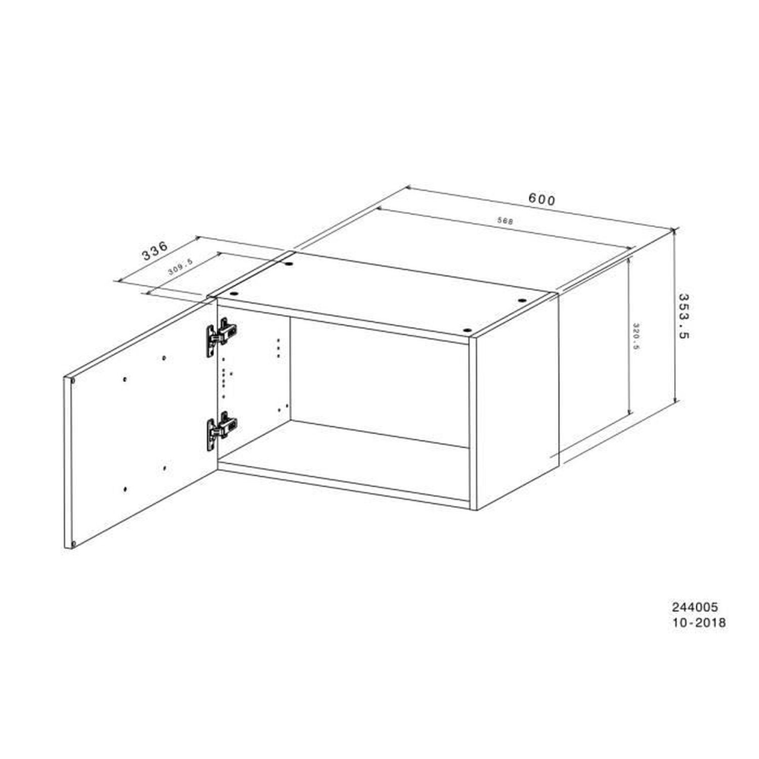 OSLO Meuble haut court 1 porte - Blanc - L 60 x P 36 x H 35 cm - 3