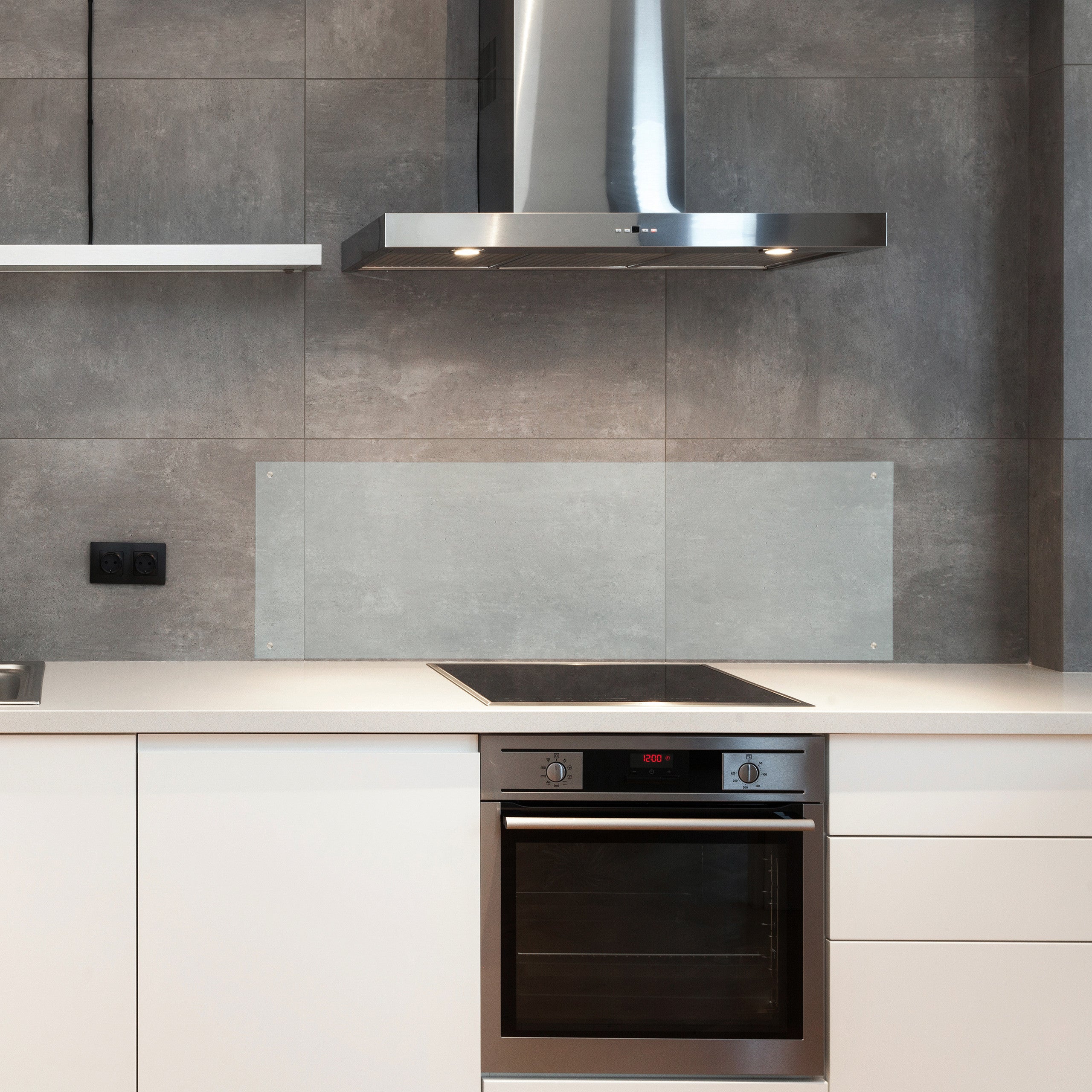 crédence de cuisine, verre, contre éclaboussures, fond de hotte 120 x 40 cm, montage mural, transparent, Relaxdays - 2